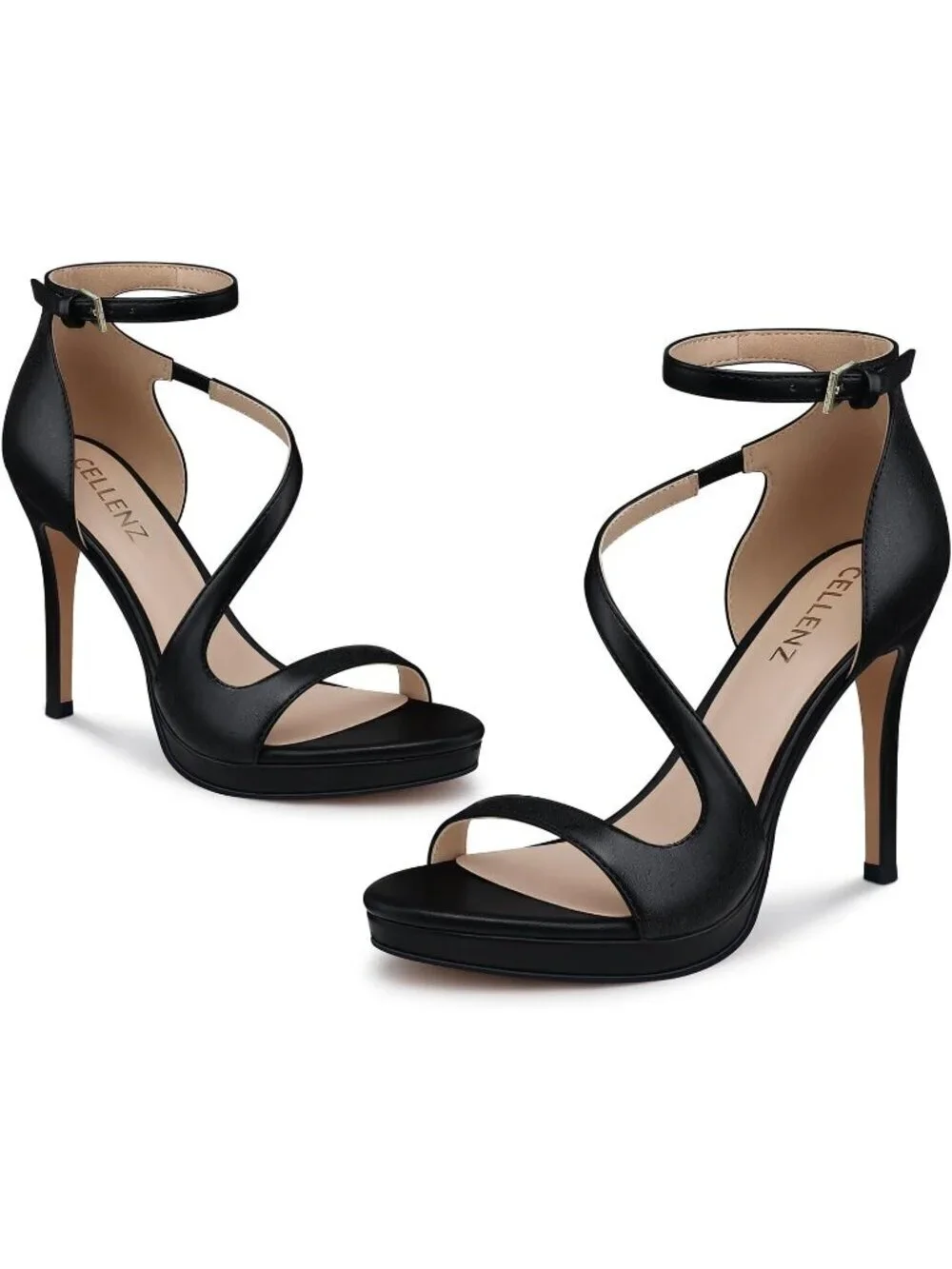 Women's Black 4.3 Inch Comfortable Prom Party Peep Toe Imported Platform Heels
